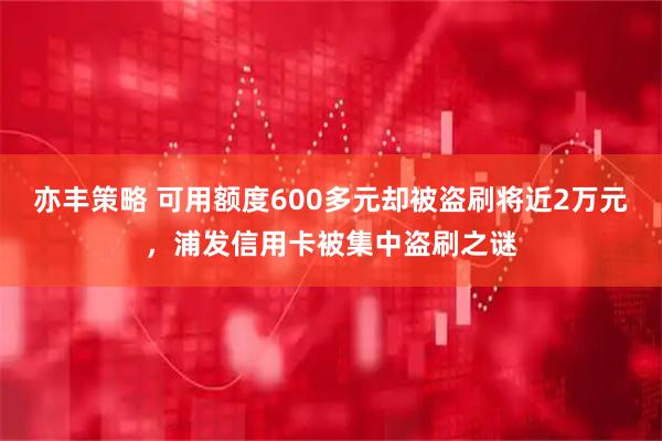 亦丰策略 可用额度600多元却被盗刷将近2万元，浦发信用卡被集中盗刷之谜